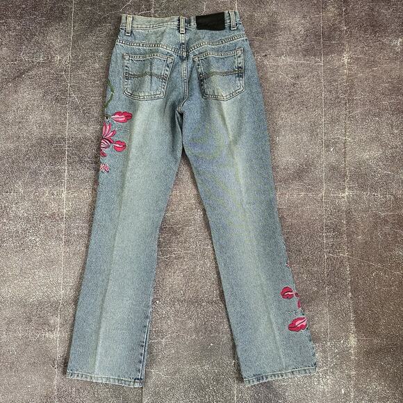 Women's Vintage Y2K Express Bleus USA Floral Embroidered Blue Jeans Sz 27 X 30 - Picture 4 of 4